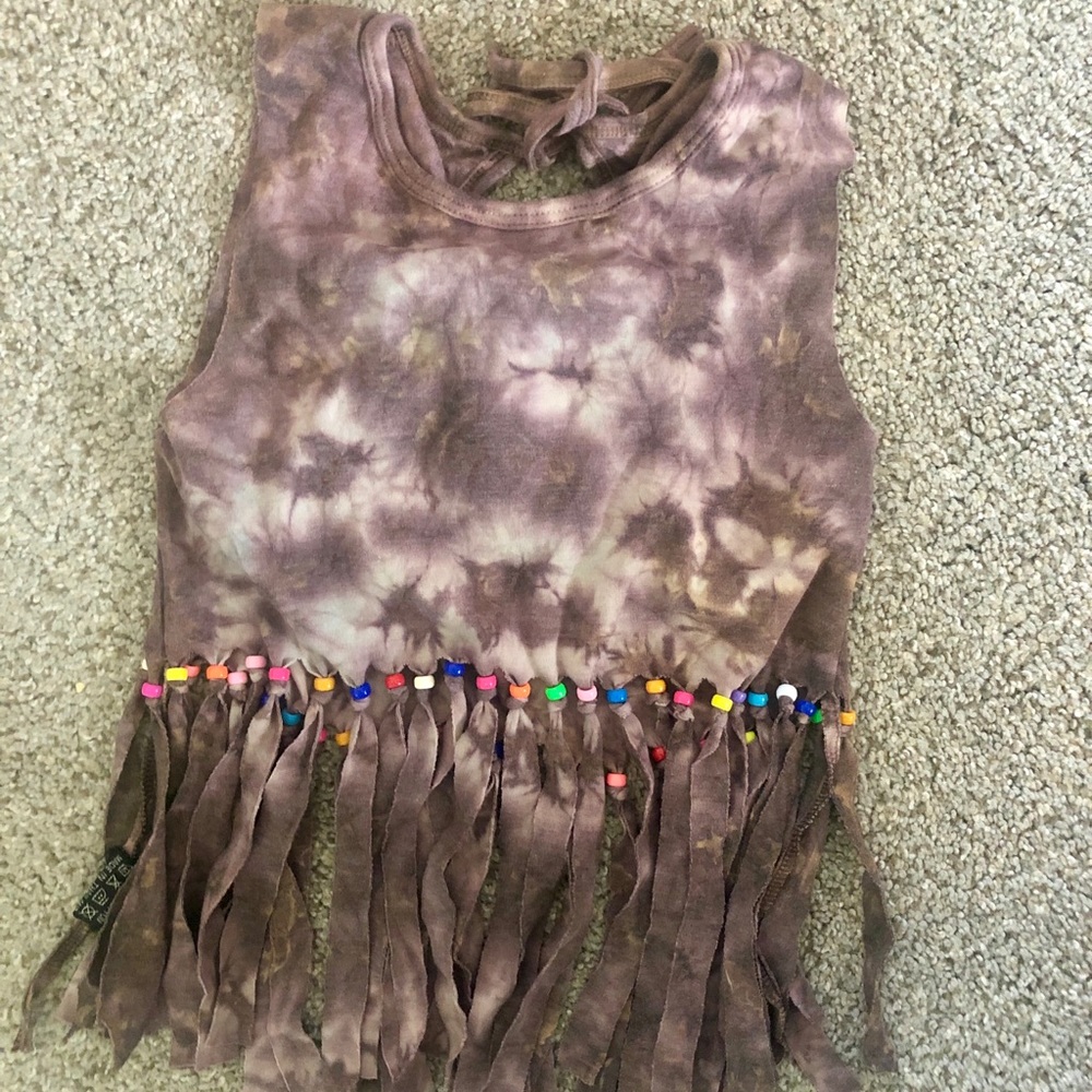 Hippie Dippie Hand Tie-Dye Bead Festival crop top